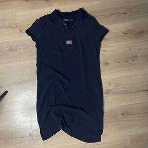 Polo Ralph Lauren Polo Dress Union Jack Logo Navy Blue Short Sleeve Size‎ 2 GUC
